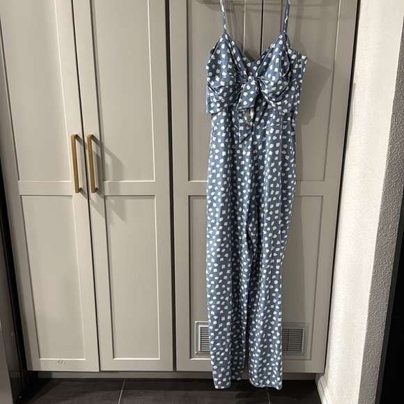 Anthropologie Whit Two Womens 10P Blue Knotted Dots Jumpsuit 6 - Picture 3 of 6